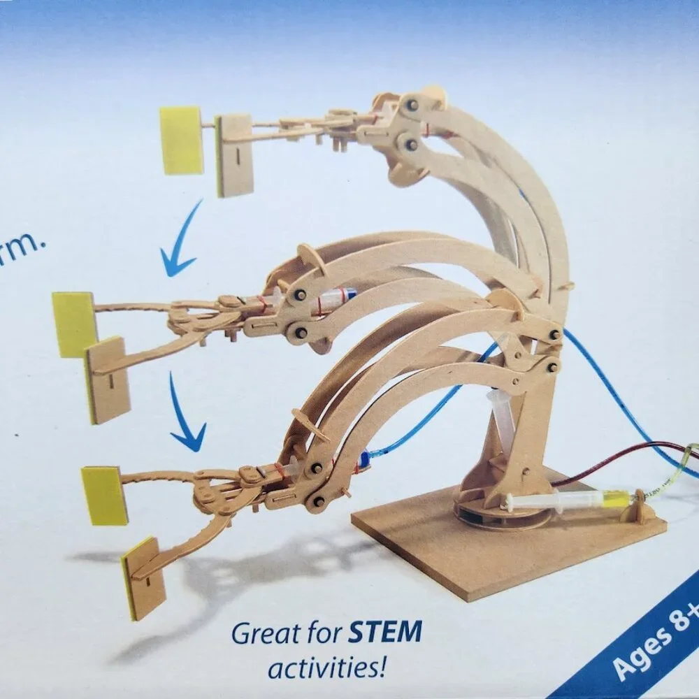 NEW PATHFINDERS STEM Kit Hydraulic Robotic Arm |Wooden Building STEM Kit Toy Mec